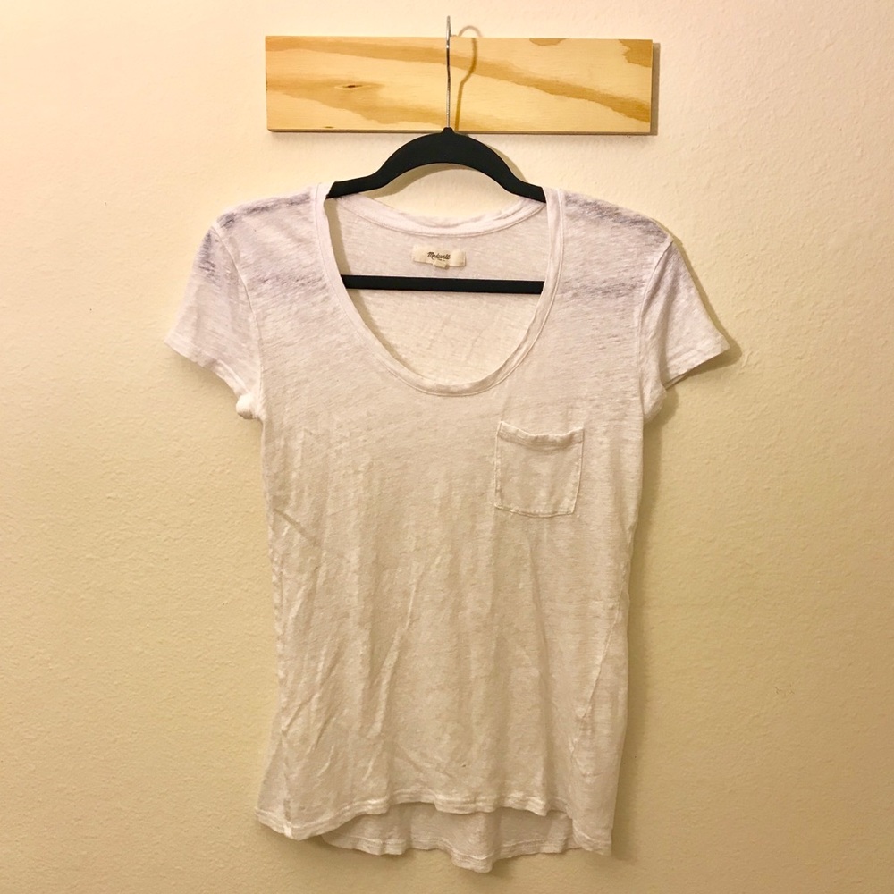 Madewell XS White Semi-sheer Pocket T-Shirt